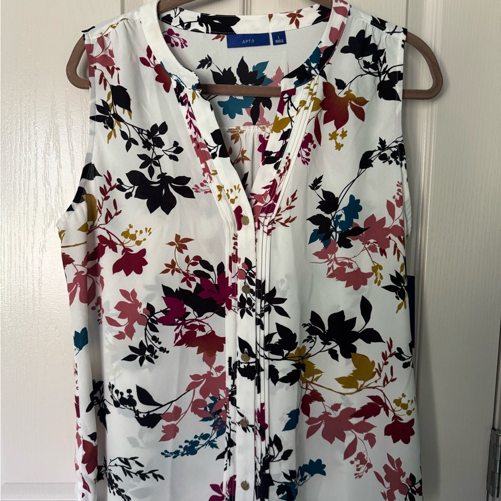Apt. 9 Women's Floral Sleeveless Blouse - White, Black, Pink, Yellow, Blue
